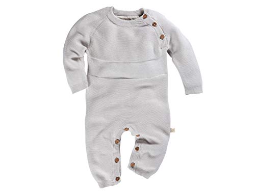 HANS NATUR Bio Baby Strickoverall 100% Bio-Baumwolle (kbA) GOTS zertifiziert, Hellgrau Melange, 50/56 von HANS NATUR