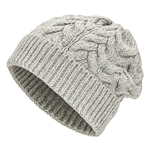 HANSA-FARM | Weiche Damen & Herren Alpaka Mütze aus 100% Alpaka Wolle in +8 Farben - Hochwertige Winter Strickmütze/Beanie Wollmütze - Silbergrau von HANSA-FARM