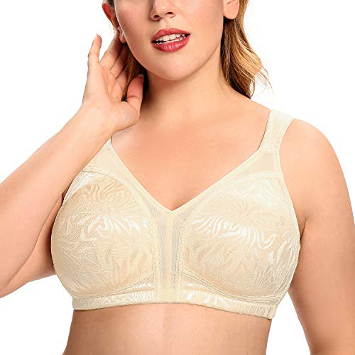 HANSCA Minimizer-BH, ohne Bügel, ungefüttert, Baumwolle, bequem, für große Frauen - Beige - 110C von HANSCA