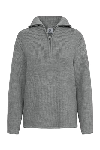 HANSEHELD Damen Troyer Schurwolle Grau Meliert 36 | Pullover | 100% Schurwolle | Strickpullover für Frauen | Troyerkragen | Reißverschluss | Wollpullover | Made in Germany von HANSEHELD