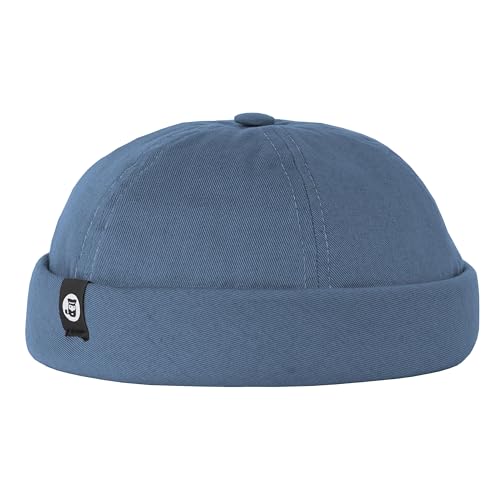 HANSEHELD Docker Cap Baumwolle Jeans Blau Kurz Flach Fischermütze | Seemannsmütze | Dockermütze | Unisize | Klettverschluss | Sommer | Docker Hut von HANSEHELD