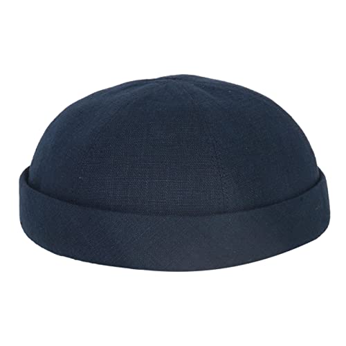 HANSEHELD Docker Cap Leinen Blau Kurz Flach Segler Sailor Cap 58 | Seemannsmütze | Dockermütze | Sommer | Docker Hut | Made in Germany von HANSEHELD