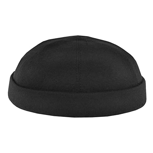 HANSEHELD Docker Cap Schwarz Wolle Kurz Flach Docker-Mütze 57 | Seemannsmütze | Dockermütze | Winter| Docker Hut | Made in Germany von HANSEHELD