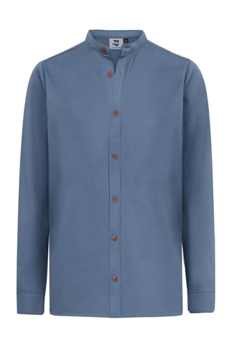 HANSEHELD Stehkragen-Hemd Herren Jeans-Blau Baumwolle GOTS Organic L | Baumwolle | Jeansblau | Hemd | Bio | Langarm von HANSEHELD