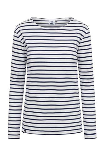 HANSEHELD Streifenshirt Damen Natur-Marine Langarm Weiß Blau XL | Frauen Ringelshirt | Streifen | Bretonisches Hemd | Matrosenshirt | Gestreift von HANSEHELD