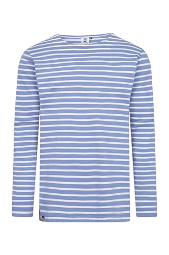 HANSEHELD Streifenshirt Herren Hellblau-Natur Langarm Jeans Blau GOTS Organic M | Männer Ringelshirt | Streifen | Bretonisches Hemd | Matrosenshirt | Gestreift | Bio Baumwolle von HANSEHELD