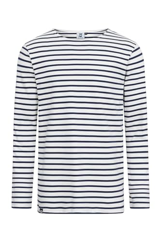 HANSEHELD Streifenshirt Herren Natur-Marine Langarm Weiß Blau GOTS Organic L | Männer Ringelshirt | Streifen | Bretonisches Hemd | Matrosenshirt | Gestreift | Bio Baumwolle von HANSEHELD