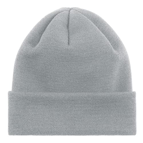 HANSEHELD Strickmütze 100% Baumwolle Grau | Basic | Baumwollstrick | Groß | Umschlag | kratzt Nicht | Beanie | Biobaumwolle | Made in Germany von HANSEHELD