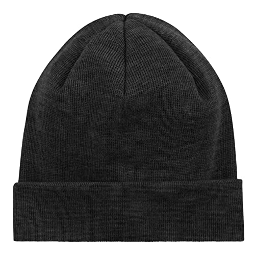 HANSEHELD Strickmütze 100% Schurwolle Merino Feinstrickmütze - Anthrazit | Basic | Groß | Umschlag | Weich | Feinstrick 100% Wolle (Merino) | Mulesingfrei | Made in Germany von HANSEHELD