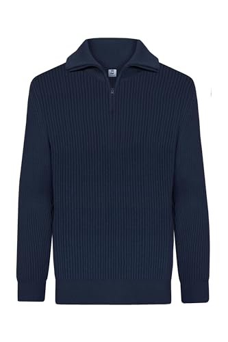 HANSEHELD Troyer Baumwolle Blau GOTS Herren Troyer-Pullover Bio 3XL | Pullover | Gerippt | Baumwolltroyer | Bio | Zertifiziert | Nachhaltig | Strickpullover von HANSEHELD