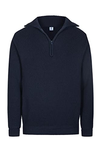 HANSEHELD Troyer Merino Blau GOTS 56 | GOTS Zertifiziert | Bio | Pullover | Troyer-Kragen mit Reißverschluss | 100% Schurwolle | Made in Germany | Strickpullover| Weich - kratzt Nicht von HANSEHELD