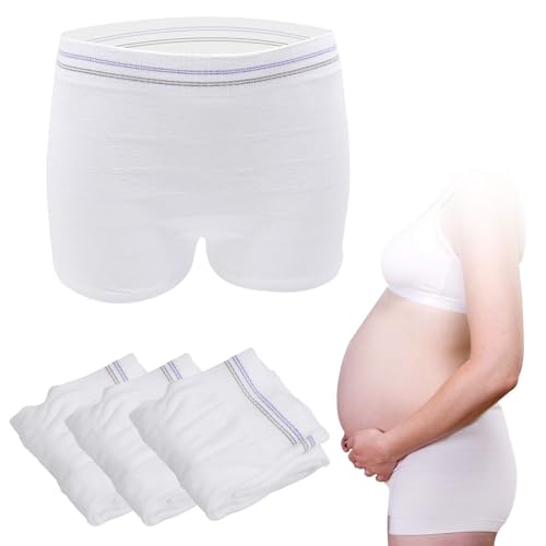 HANSILK Wochenbett Panties, waschbar oder wegwerfbar Wöchnerinnen Damen Slips für Schwanger/C-Abschnitt Genesung/Inkontinenz/Reise 3er Pack M/L von HANSILK
