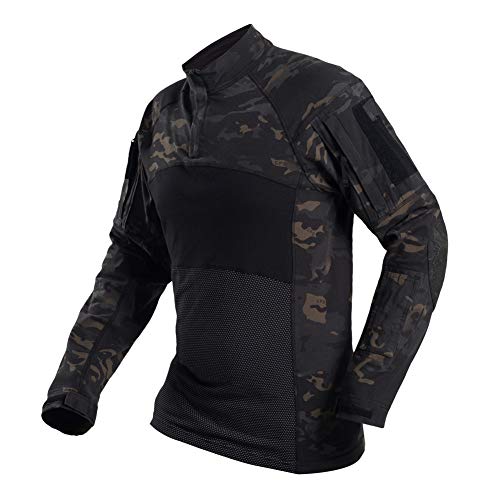 H World EU Männer taktischer Kampf Jagd Military Langarm-Shirt mit Reißverschluss MCBK (L) von HANSTRONG GEAR