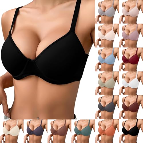 BH große brüste starker Halt,BH mit Bügel Push Up Starker Halt Damen-BHS für Kleine Brüste Gepolstert Klassische Bügelloser Hautfreundlicher und Bequemer Bustier Seamless Dessous von HANXIULIN