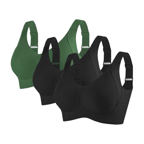 Comfit BH original,3er Pack Große Brüste Starker Halt Push Up Sport BHS mit Verstellbarem Seamless Comfit Tshirt Set Soft Nahtloser Bustier,BH Schalen zum einnähen von HANXIULIN