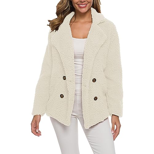 Fleece Plüschjacke Flauschig Warm Reißverschluss Wolljacke Damen Cardigan Basic Kapuzenjacke Thick Herbstmantel Mantel Winter Jacket Fleecejacke Pullover Kapuzenjacke Atmungsaktiv Übergangsjacke von HANXIULIN