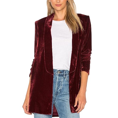 Goldener Samtblazer Blazer Blazer Damen Elegant Business winterjacke Temperament Business Outfit Bekleidung Freizeitjacke Sweatshirts mit Taschen Print Weicher Hautfreundlicher Sportlicher Hosenanzug von HANXIULIN