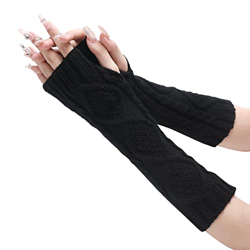 HANXIULIN Armwärmer Sleeves mit Fingerdaumenloch Stulpen Thermal Strick Handstulpen Damen Unisex Warm Weiche für Frauen Mädchen von HANXIULIN