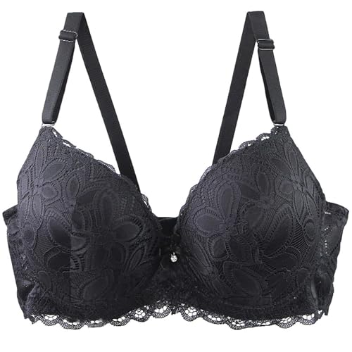 BH große brüste starker Halt,1/3er Pack BH Damen Push Up mit Bügel Große Brüste Starker Halt Bustier Floraler Spitze Vollschalen Bügelloser Klassische BHS Bequem Bralette mit Gepolsterten von HANXIULIN