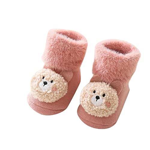 HANXIULIN Blinkschuhe Kinder Kleinkind Herbst und Winter Jungen und Mädchen Bodensocken Rutschfester warm und bequem niedlich Cartoon Hase Baby Boy (Pink, 19 Infant) von HANXIULIN