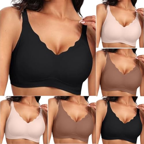 HANXIULIN Damen BH ohne bügel,Push Up Ohne Bügel Nahtloser BHS Soft Klassische BH Glatter Volle Cups Tiefem V Ausschnitt Bustier Wellenschliff Gepolstert Bralette Bügellos Dessous für Alltag HANXIULIN Damen BH ohne bügel,Push Up Ohne Bügel Nahtloser BHS Soft Klassische BH Glatter Volle Cups Tiefem V Ausschnitt Bustier Wellenschliff Gepolstert Bralette Bügellos Dessous für Alltag von HANXIULIN