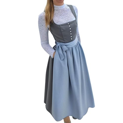 HANXIULIN Dirndl schürze Spitze,Dirndl Damen Midi mit Schürze Elegant Trachtenkleid Bierkostüm Trachtenmode Dirndlkleid Elastischen Zonen unter den Armen für Komfort und Passform Edle Trachten von HANXIULIN