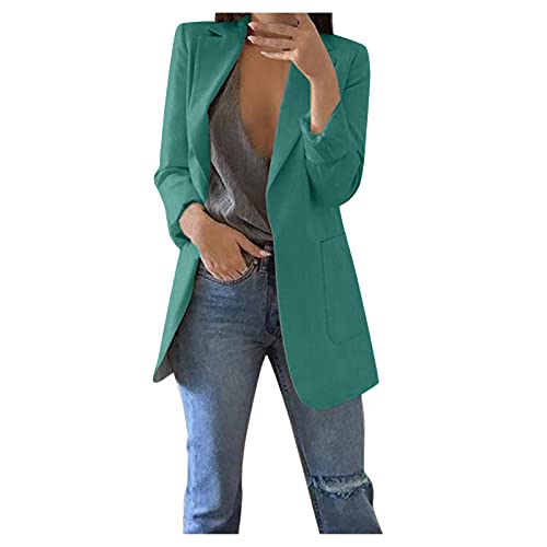 HANXIULIN Langarm-Blazer Damen Elegante Schlichtes Business Büro Anzugjacke Unijacke Blazerjacke Slim Fit Anzugjacke Knopfleiste Sportlicher Hosenanzug von HANXIULIN