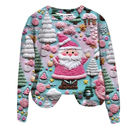 HANXIULIN Pullover Damen Damen weihnachtspulli Lusig Druck Chrismas lang Weihnachtspullover Teenager Mädchen Weihnachtspullover fesliches Weihnachspullover von HANXIULIN