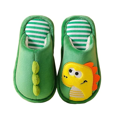 Hausschuhe Jungen 39 Kinder-Dinosaurier-Hausschuhe für , bequeme Hausschuhe, niedlich, warm, Plüsch, zum Hineinschlüpfen, für Jungen und Mädchen, für den Innenbereich, Kinder (Green, 27 Toddler) von HANXIULIN