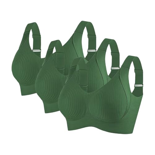 Soft BH,3er Pack Große Brüste Starker Halt Push Up Sport BHS mit Verstellbarem Seamless Comfit Tshirt Set Soft Nahtloser Bustier,BH hautfarben Damen von HANXIULIN