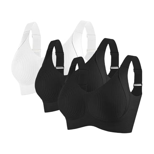 Soft BH ohne Buegel,3er Pack Große Brüste Starker Halt Push Up Sport BHS mit Verstellbarem Seamless Comfit Tshirt Set Soft Nahtloser Bustier,wäschenetz BH von HANXIULIN