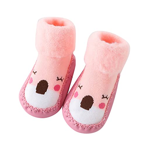 Winterschuhe Kinder Mädchen Süße Kinder Kleinkind Schuhe Herbst und Winter Jungen und Mädchen Boden Sportschuhe flache Sohlen rutschfeste für warme und bequeme Hausschuhe Kinder (Pink, 22 Toddler) von HANXIULIN