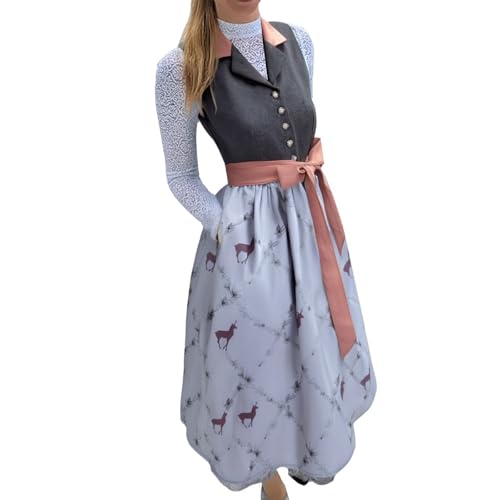 dirndl & dirndl-sets für mädchen,Dirndl Damen Midi mit Schürze Elegant Trachtenkleid Bierkostüm Trachtenmode Dirndlkleid Elastischen Zonen unter den Armen für Komfort und Passform Edle Trachten von HANXIULIN
