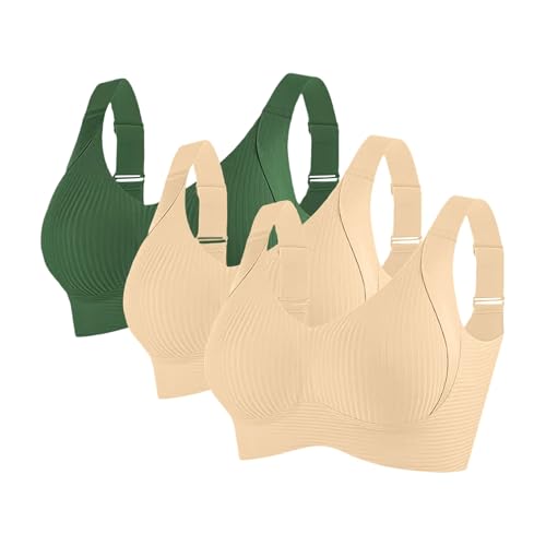 super bequemer BH,3er Pack Große Brüste Starker Halt Push Up Sport BHS mit Verstellbarem Seamless Comfit Tshirt Set Soft Nahtloser Bustier,unterhemd mit BH integriert von HANXIULIN