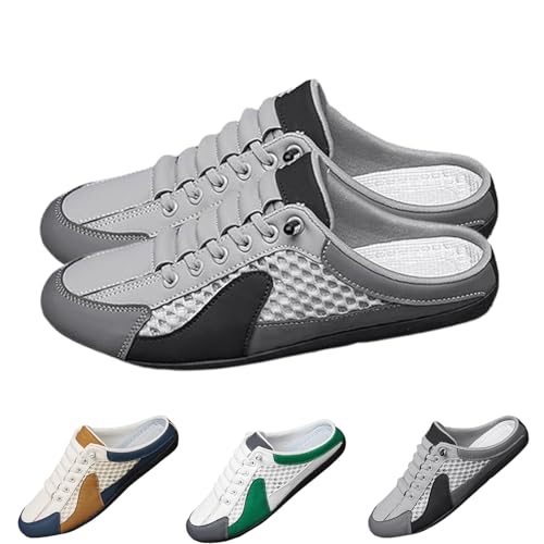HANYILI 2024 Neue Männer Slip on Mule Sneakers Männer Hausschuhe Casual Sportschuhe Low Top Baotou Half Drag Sneakers für Männer, Modische Herren Slip On Schuhe für Frühling Sommer (Grau,EU-43) von HANYILI