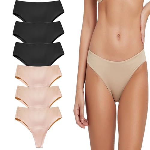 HANYILI 2025 New Aura Invisible Camel Toe Thong High Waisted Seamless Thongs for Ladies No Show Panty Pack (6PCS-C,L) von HANYILI