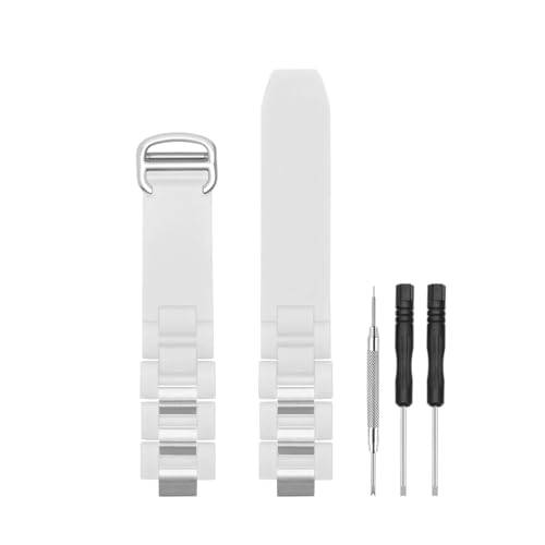 HANYTON Kompatibel mit Cartier Watch 20 mm Band, Silikonkautschuk und Edelstahl, Ersatzband für Cartier Watch Must 21 Chronoscaph Autoscaph, Weiß HANYTON Kompatibel mit Cartier Watch 20 mm Band, Silikonkautschuk und Edelstahl, Ersatzband für Cartier Watch Must 21 Chronoscaph Autoscaph, Weiß von HANYTON