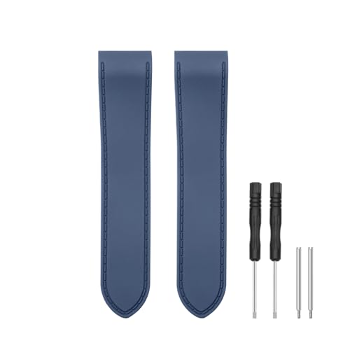 HANYTON Kompatibel mit Cartier Watch 23 mm Band, weiches Silikon-Gummi-Ersatzband für Cartier Santos Watch 100XL W20073X8 Serie, Schwarz (blau) von HANYTON