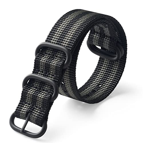Hanyton Uhrenarmbänder – Militär-Armband aus ballistischem Nylon mit schwarzer High-End-Schnalle und Breite (18 mm, 20 mm, 22 mm oder 24 mm) von HANYTON