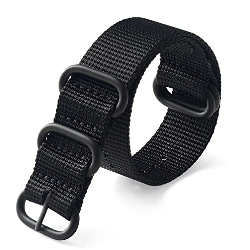 Hanyton Uhrenarmbänder – Militär-Armband aus ballistischem Nylon mit schwarzer High-End-Schnalle und Breite (18 mm, 20 mm, 22 mm oder 24 mm) von HANYTON