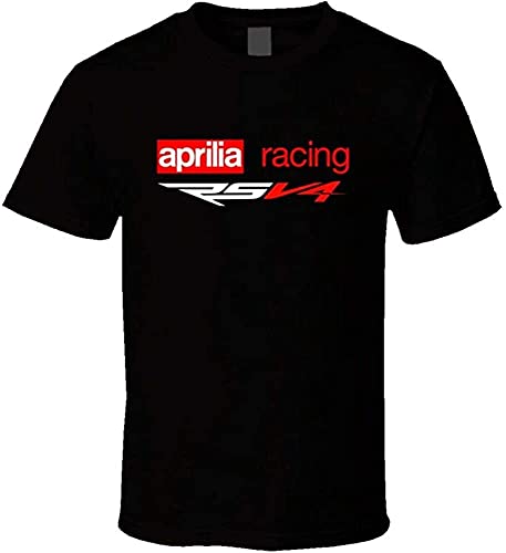 HAODI Aprilia RSV4 Motorsport Racing Logo Herren-T-Shirt, Schwarz, Farbe10, L von HAODI