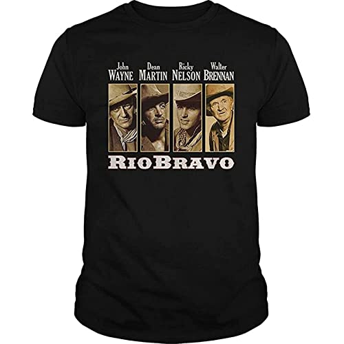 HAODI Rio Bravo Dean Martin John Wayne Walter Brennan Damen Herren T-Shirts Pour Homme et Femme 100% Baumwolle Blanc Jaune Noir Rouge, Schwarz , XL von HAODI