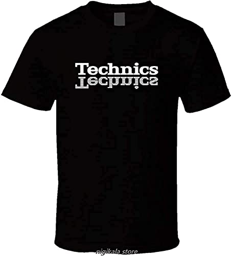 Technics T Shirt Herren DJ 1200 Turntable Music House Techno Electronic Hip Hop Hot Summer Herren Oversized Weiß Gelb Schwarz Rot Herren T-Shirt Herren Mode, Farbe18, 3XL von HAODI