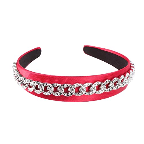 1 stücke Kette Haarband Mode Stirnband Frauen Kopfschmuck Haarband Kette Stirnbänder Haar Hoop Metall Kopfbedeckungen(Red,16x14cm) von HAODUOO
