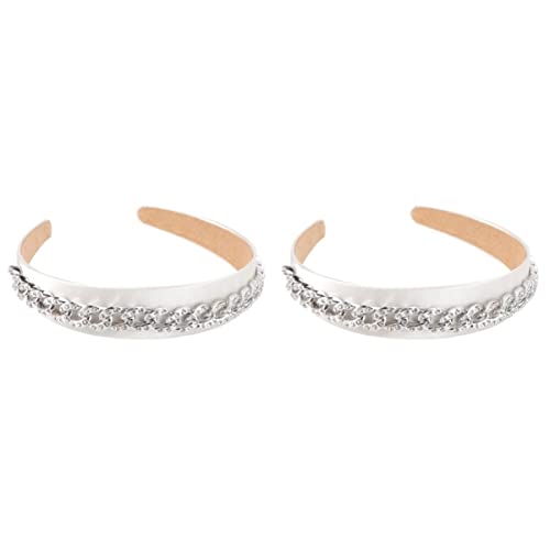 1 stücke Kette Haarband Mode Stirnband Frauen Kopfschmuck Haarband Kette Stirnbänder Haar Hoop Metall Kopfbedeckungen(Whitex2pcs,16x13cmx2pcs) von HAODUOO