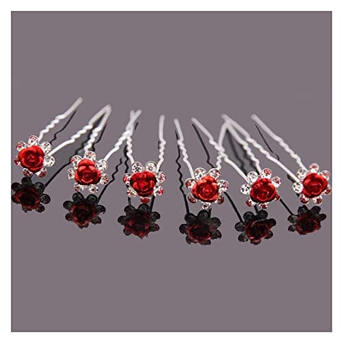 10/20Pcs Chic Kristall Rose Blume Haar Clips Hochzeit Braut Haar Pins Brautjungfer Schmuck Frauen Haar Zubehör(10Pcs-04) von HAODUOO