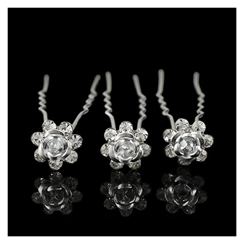 10/20Pcs Chic Kristall Rose Blume Haar Clips Hochzeit Braut Haar Pins Brautjungfer Schmuck Frauen Haar Zubehör(10Pcs-05) von HAODUOO