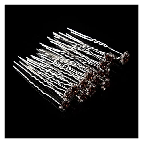 10/20Pcs Chic Kristall Rose Blume Haar Clips Hochzeit Braut Haar Pins Brautjungfer Schmuck Frauen Haar Zubehör(Coffee-20Pcs) von HAODUOO