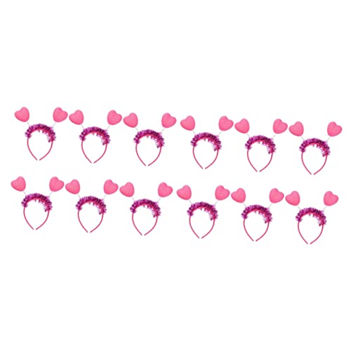 12 Stück Love Stirnband Kinder Haarschmuck for Mädchen Glitzer Stirnband Lipgloss Set Dekorative Kopfbedeckung Rotes Herz Stirnband Herzen Haarbänder Dekorativer Kopfschmuck Festival Stirnband von HAODUOO