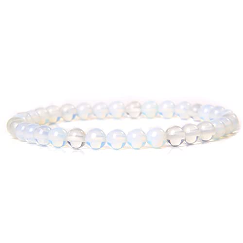 6 mm blaue Lapis-Tigerauge-Achate, Buddha-Armbänder, Naturstein, runde Perlen, Elastizitätsseil for Männer und Frauen, 7 Katzenauge, elastisches Seil, 19 cm ( Color : 2 Opal , Size : Elastic rope 19CM von HAODUOO